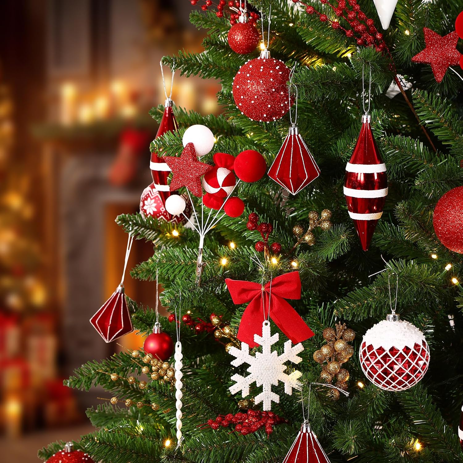 112ct Christmas Tree Balls Ornaments, Classic Pearl Gift Box, Shatterproof Plastic Decorative Baubles for Xmas Tree