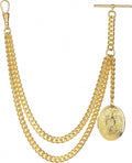 Handmade in The UK Gold Colour Single Albert Pocket Watch Chain with Locket Pendant