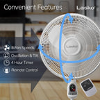 Oscillating Adjustable Pedestal Stand Fan - 16” - 1646 - White