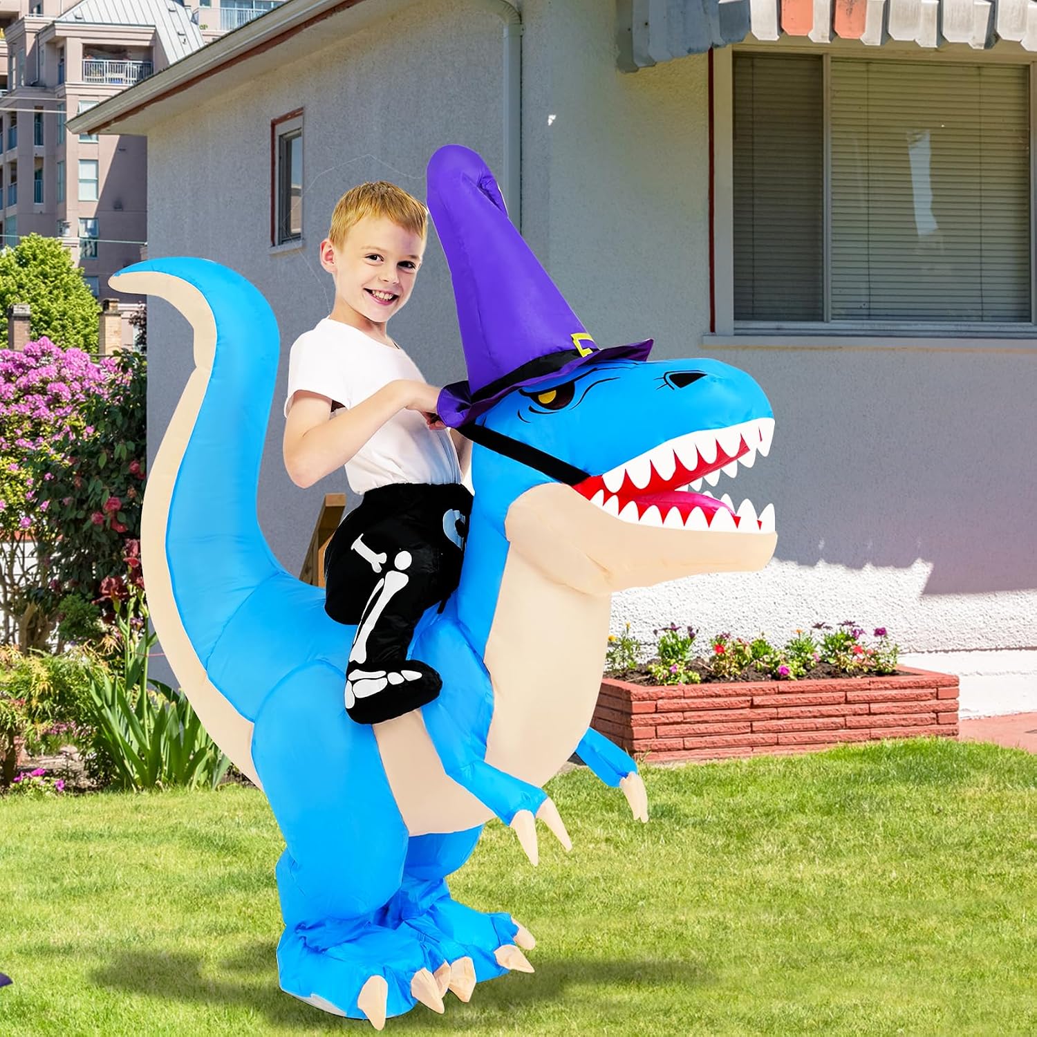 Dinosaur Costume Kids Inflatable Dinosaur Halloween Costume for Boys Girls Funny Blow Up Costume for Halloween Party