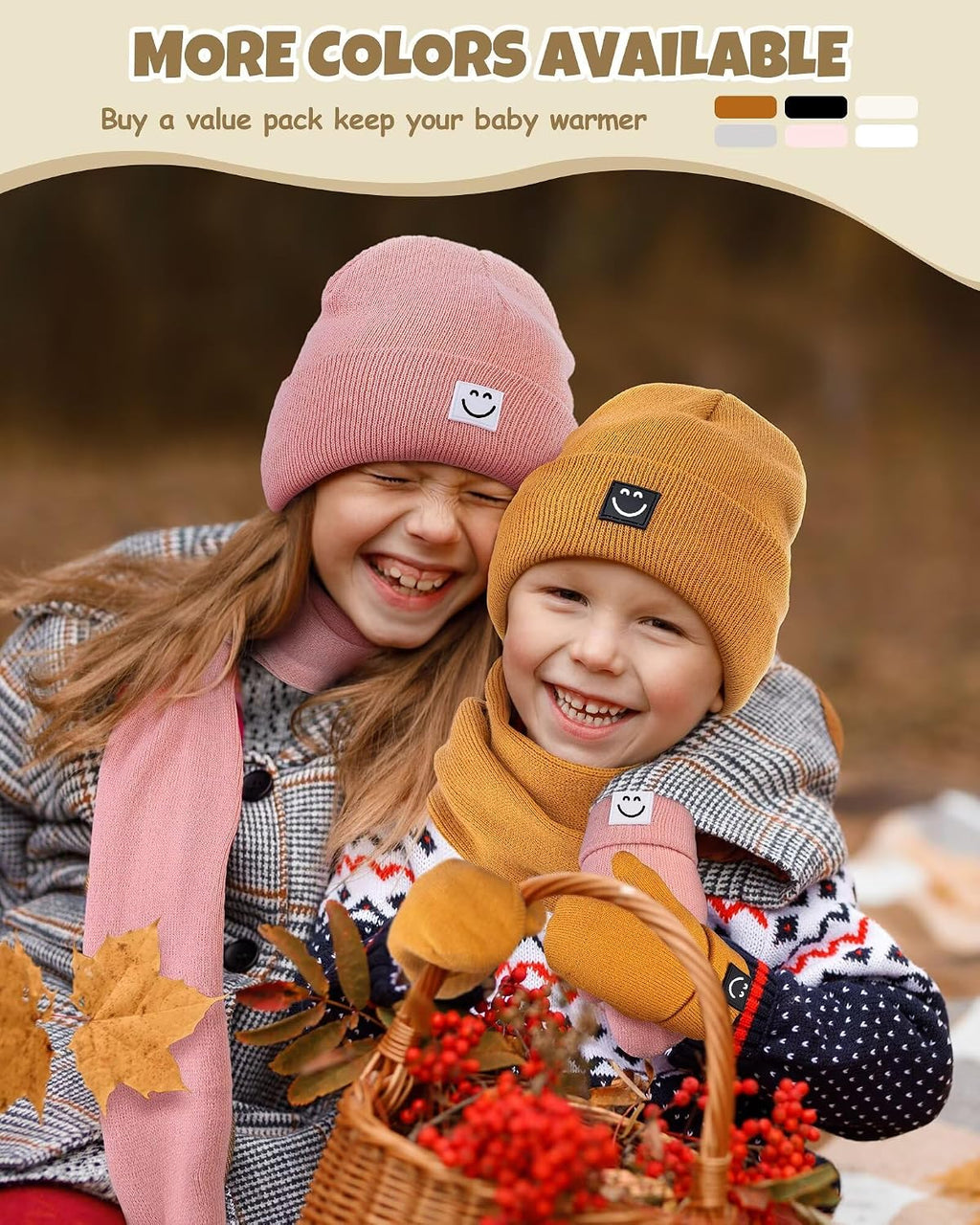 Baby Beanie Mittens Scarf Set,Toddler Kids Winter Hat and Thermal Gloves Neck Warmer Set for Girls Boys
