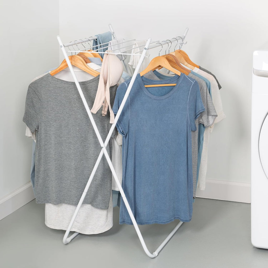 Easy-Fold Collapsible Clothes Drying Rack, Sturdy Metal Laundry Rack Holds 40 lbs, Space-Saving Foldable Towel Rack