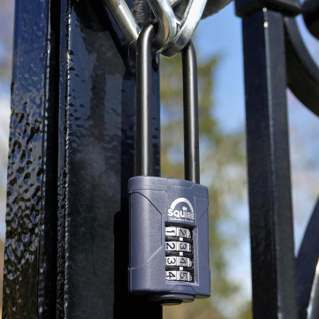 Heavy Duty Padlock (CP40/2.5) - Toughest Extra Long Shackle - 4 Wheel Combination Padlock - Alloy Steel for Corrosion