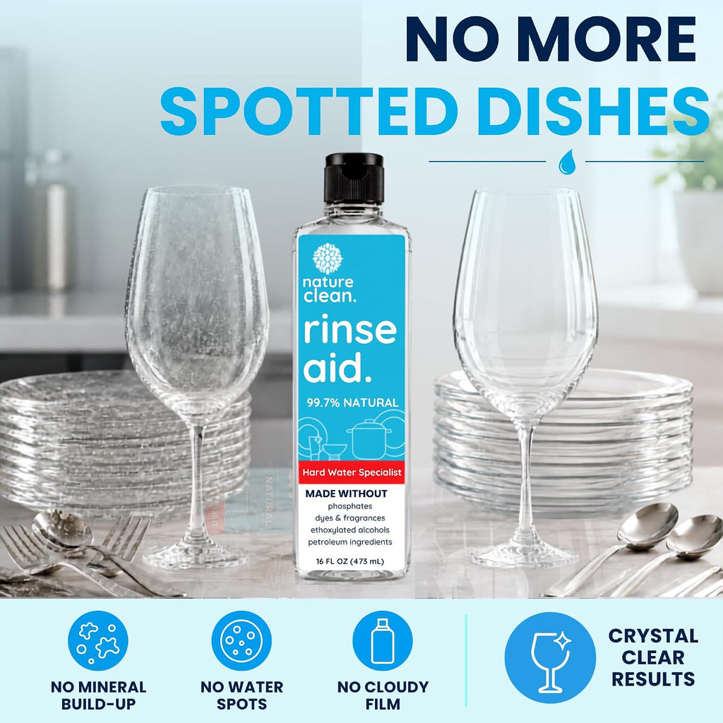 Dishwasher Rinse Aid Cleaner Non-Toxic Unscented 8oz (3 Pack)