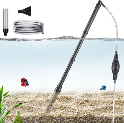 Aquarium Gravel Vacuum Sand Cleaner with 6Ft Pipe Fish Tank Water Changer Adjustable Length ABS(for 8~30Gal Tank)