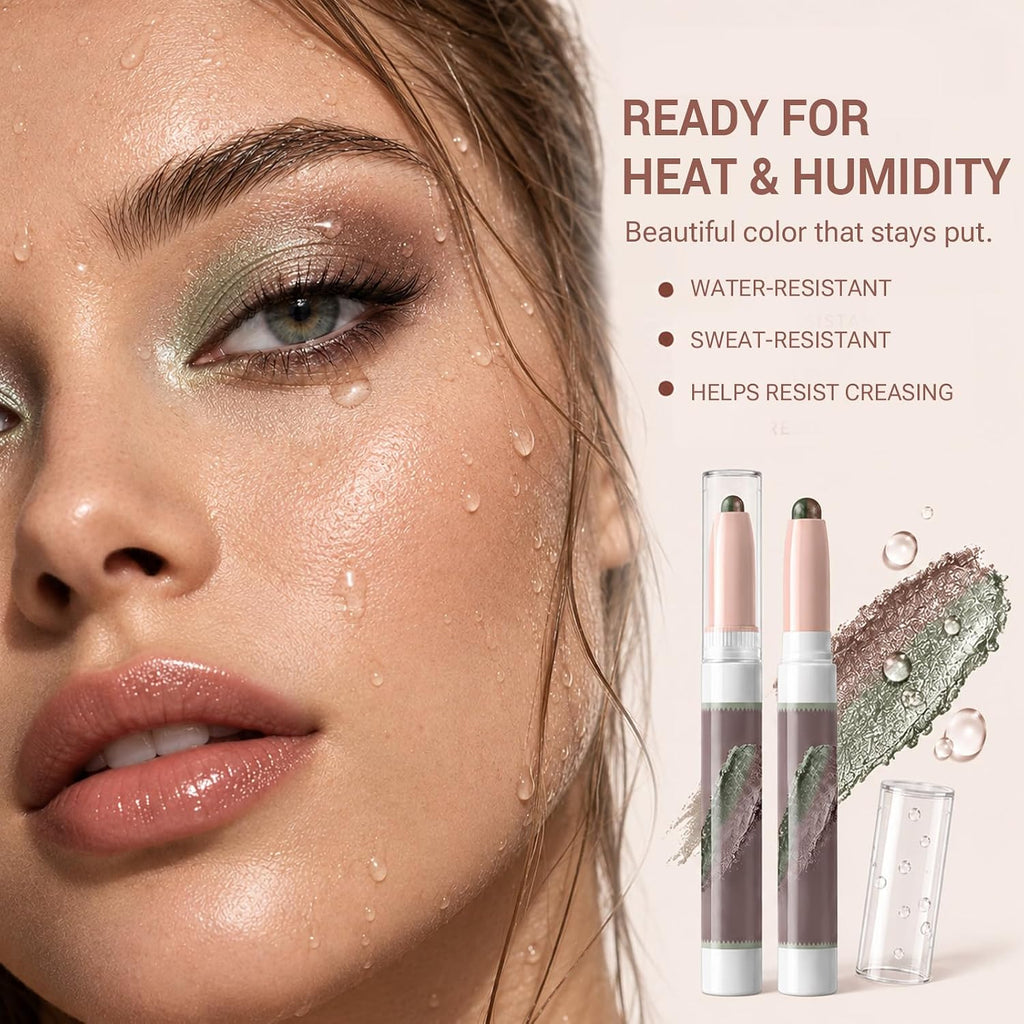Eyeshadow Stick.Two Tone Glitter Eyeshadow Stick.Earthy Sage