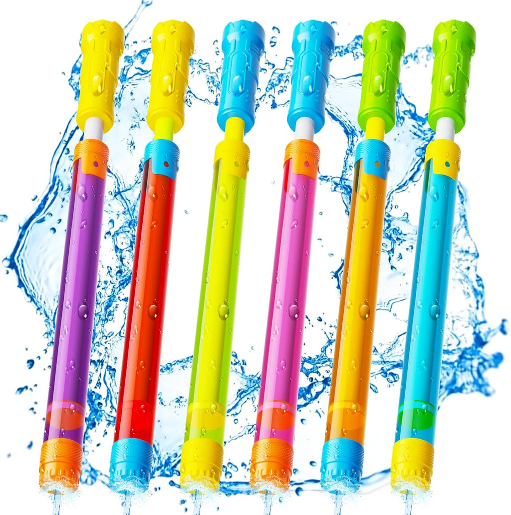 Water Gun Squirt Toys for Kids Adults Shoot Up to 40 Feet 6 Pack | Outdoor Super Blaster, for Age 3-4-5-8-12 Bulk