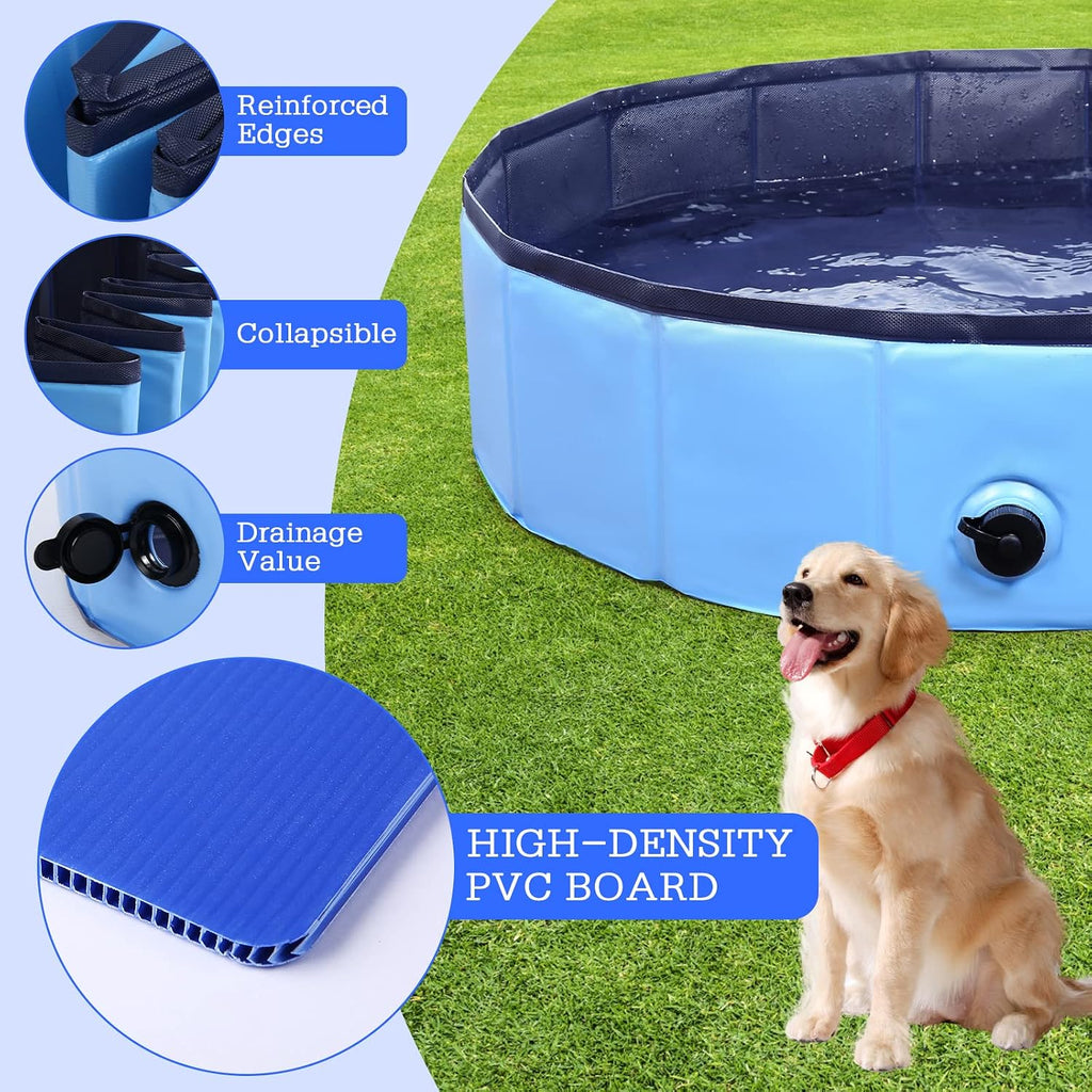 Foldable Dog Pool, Portable Pet Bath Tub and Kiddie Swimming Pool