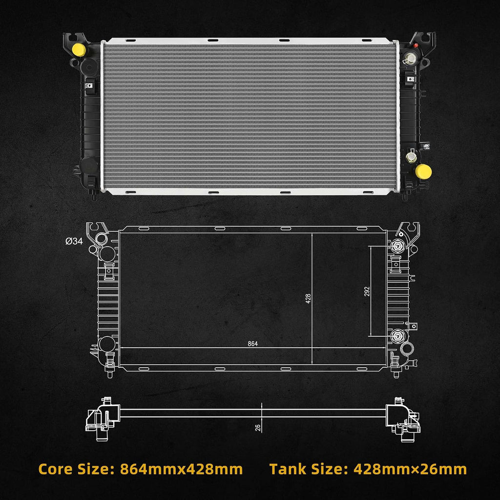 DWVO Complete Radiator Compatible with 2016-2019 Chevrolet Silverado 1500