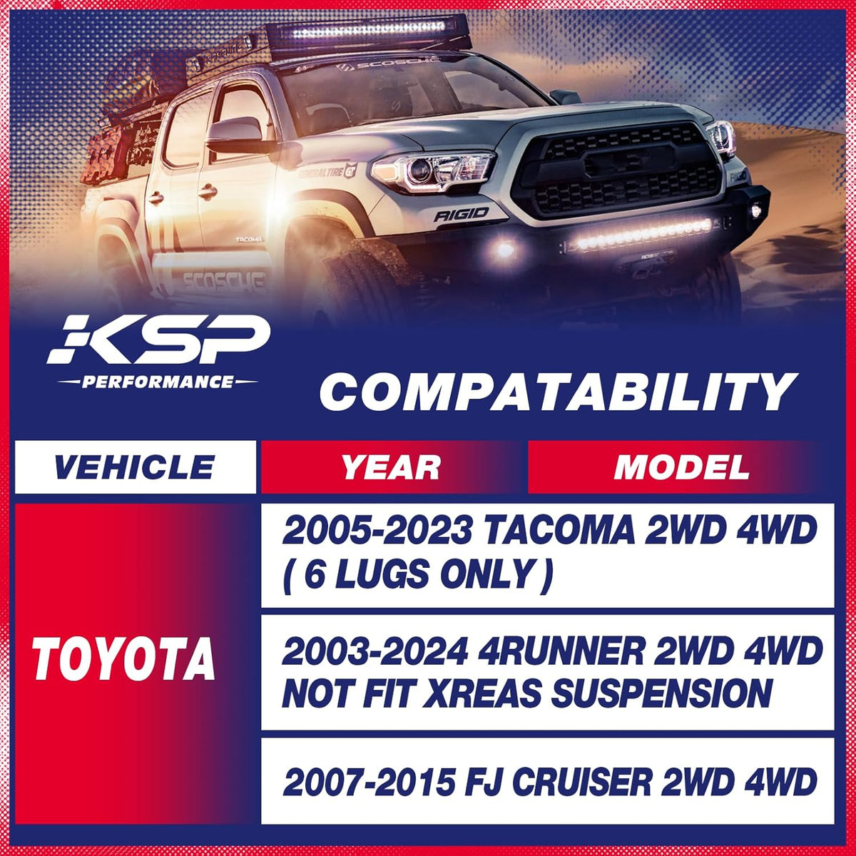 KSP 2" lift kits for Tacoma 2005-2023, Leveling Kit Lift Strut Spacers