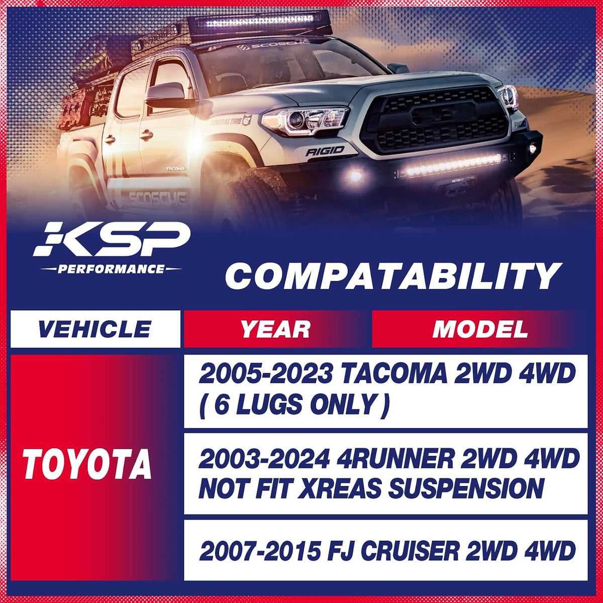 KSP 3" Tacoma Leveling Kits, Front Lift Kits fit for Tacoma 2005-2023 4Runner 2003-2024 FJ Cruiser 2007-2015, Forged Aluminum Strut Spacers Raise Front 3inch on To-yo-ta Pickup(Package of 2pcs,Black)