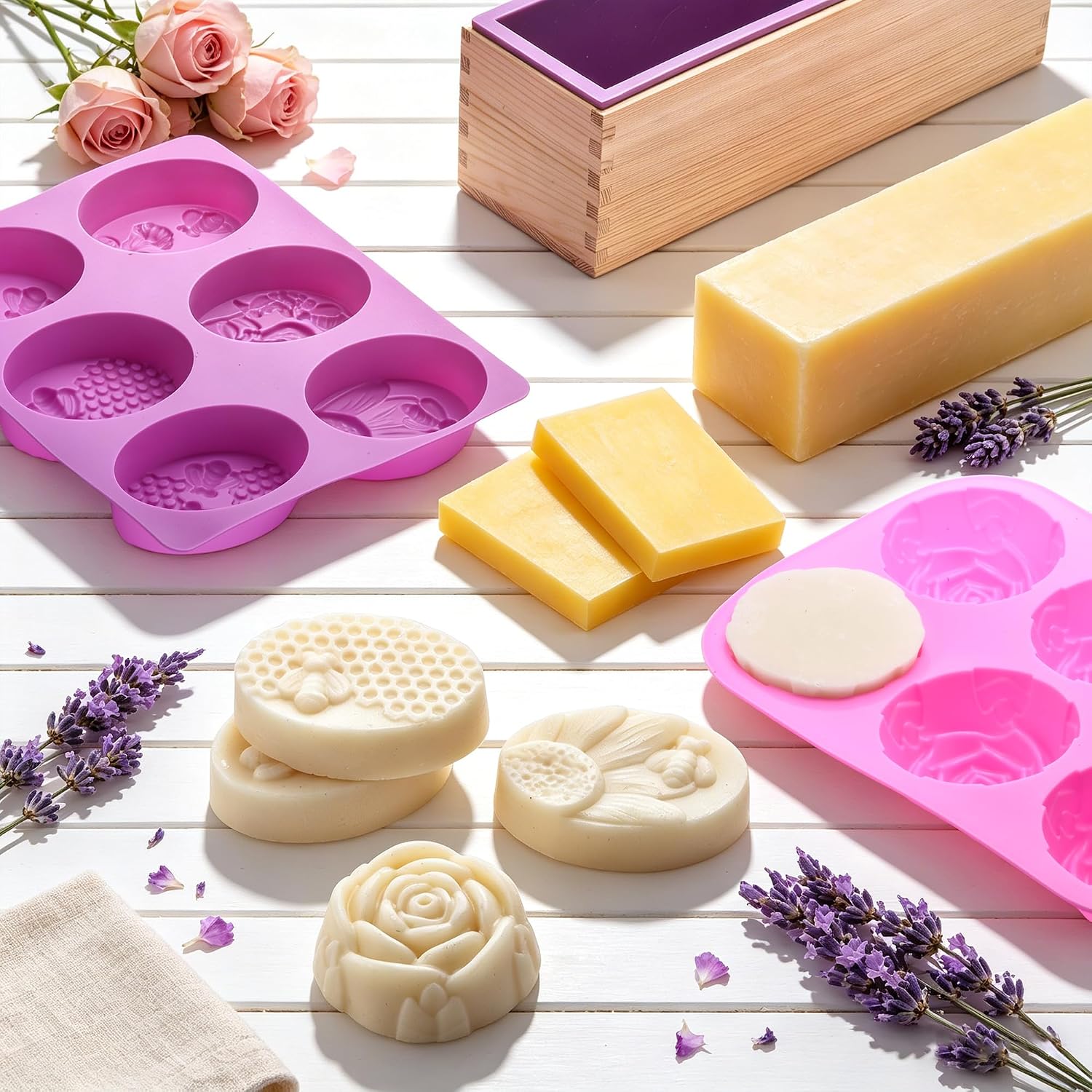 Soap Making Kit for Adults All-in-One Soap Making Supplies Includes Melt & Pour Goat Milk Soap Base, Silicone Loaf