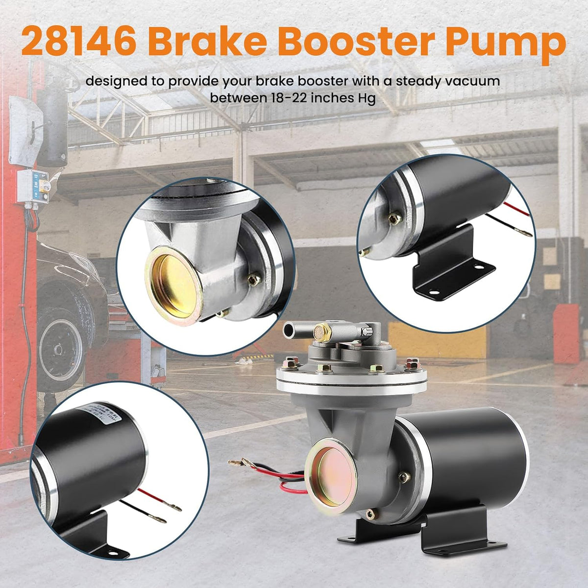 maXpeedingrods 28146 12V Electric Vacuum Pump Kit Brake Booster Vacuum Pump