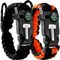 Atomic Bear Paracord Bracelet (2 Pack) - Adjustable - Fire Starter - Loud Whistle - Perfect for Hiking, Camping