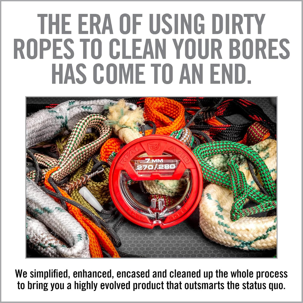 Bore Boss Gun Cleaning System - Rapid Pull Through Barrel & Bore Cleaning Cable with Integrated Brush & Mop - Choose