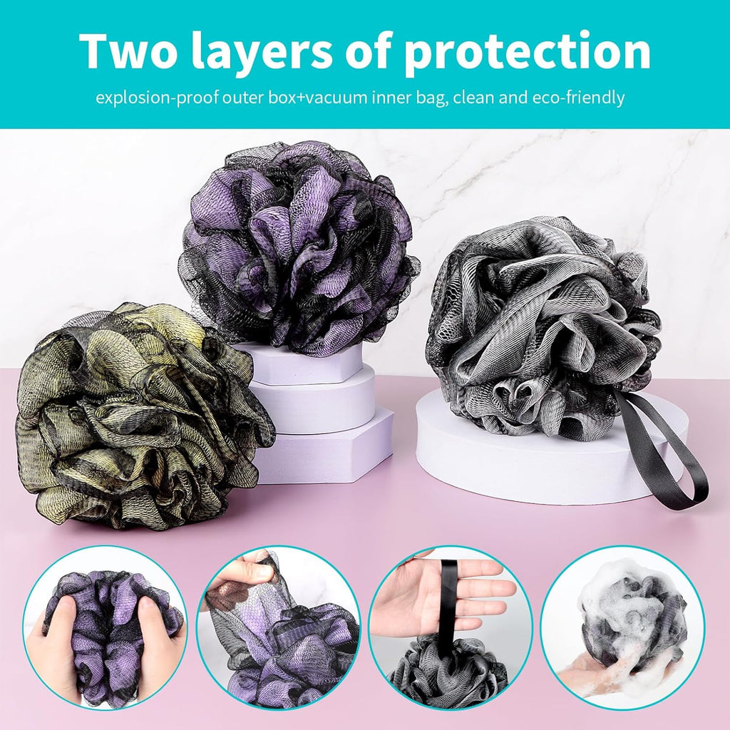 Bath Loofah Shower Sponge Body Back Scrubber Soft Mesh Shower Puffs Exfoliating Loofa for Women & Men Bath