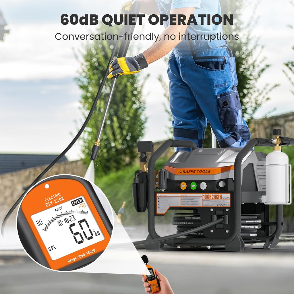 Crossfalls Retractable Pressure Washer Ultra, Max 2.6GPM 1650PSI with Brushless Motor, Wall Mount Electric Power