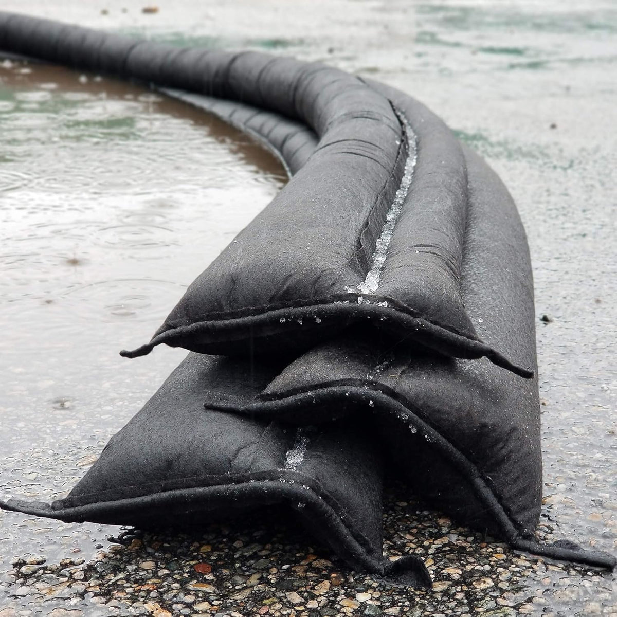 QD65-4 Water Activated 5ft Flood Barrier, 4 Pack, Black | absorb, contain & divert problem flood water