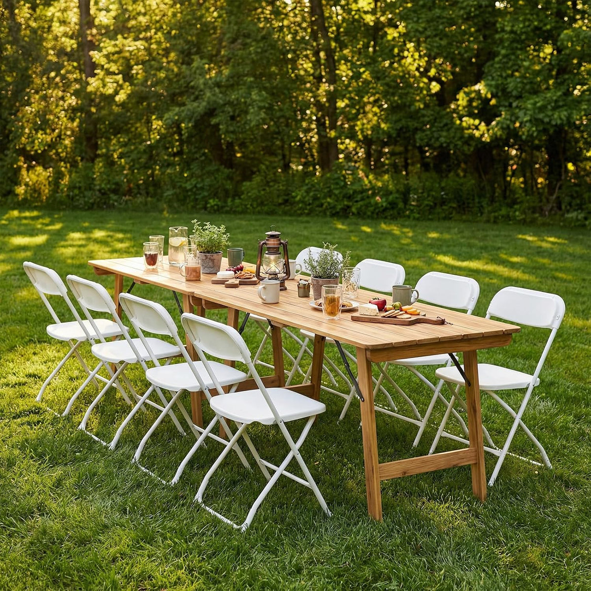 Folding Chairs Sets of 10, Patio Dining Foldable Sets, Outdoor | Plastic Stackable Portable 330lbs, Camping Garden