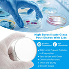 120mm High Borosilicate Glass Petri Dishes with Lids, Petri Plates for Lab Science Experiment, Clear