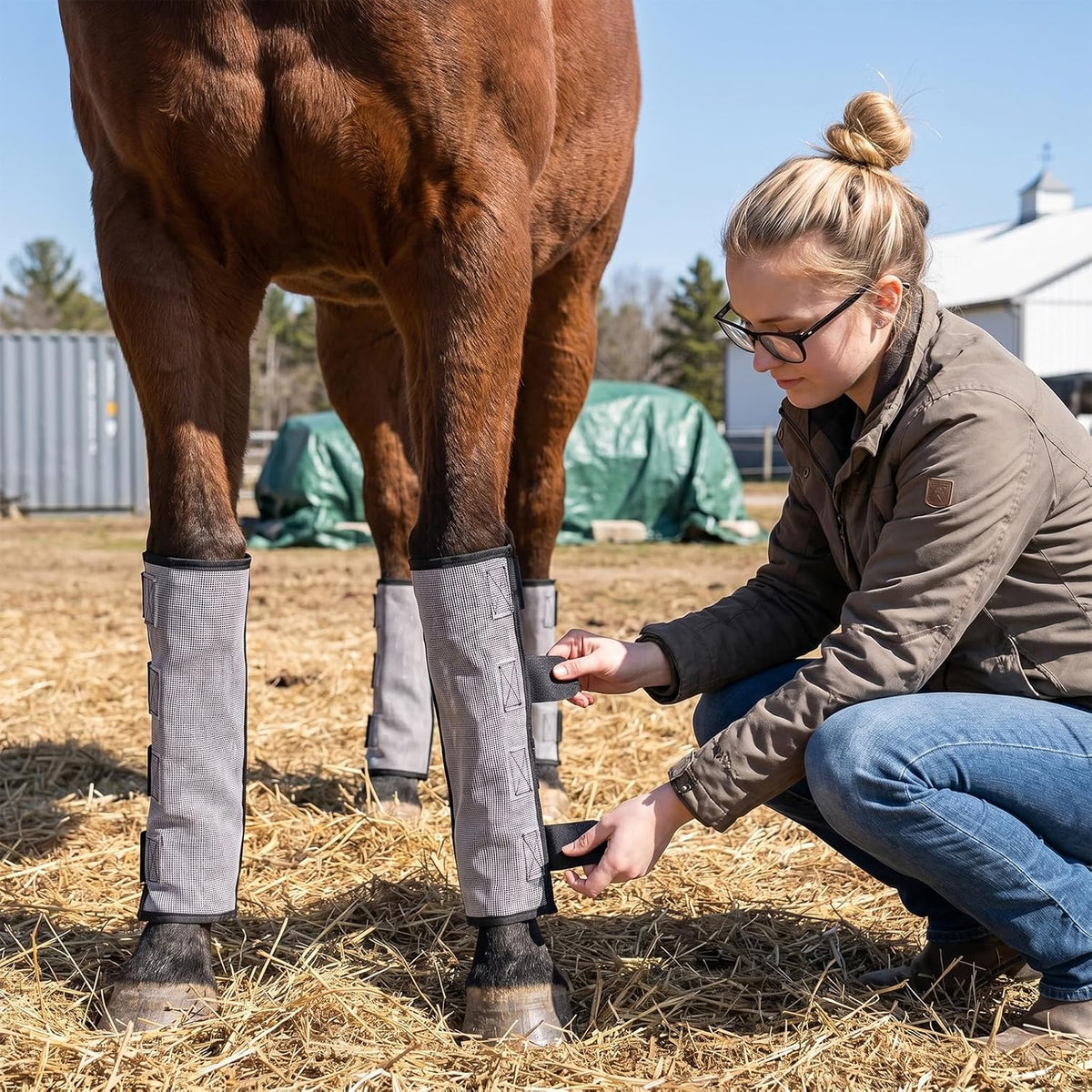 Fly Boots for Horses Set of Four Plastic Loose Fitting Leggings