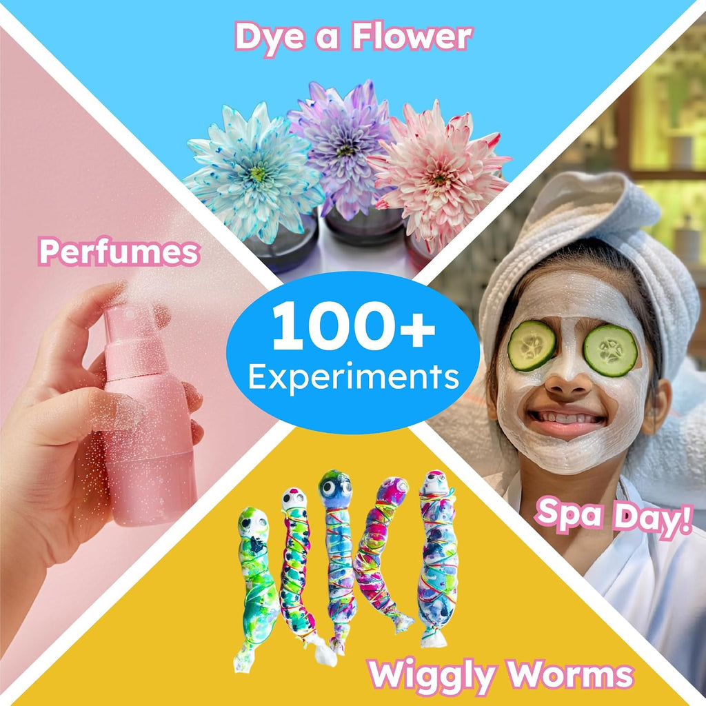 100+ Experiments Girls Science Kit for Kids Age 5-7 6-8 | Slime & Volcano Science Experiments Projects | Educational
