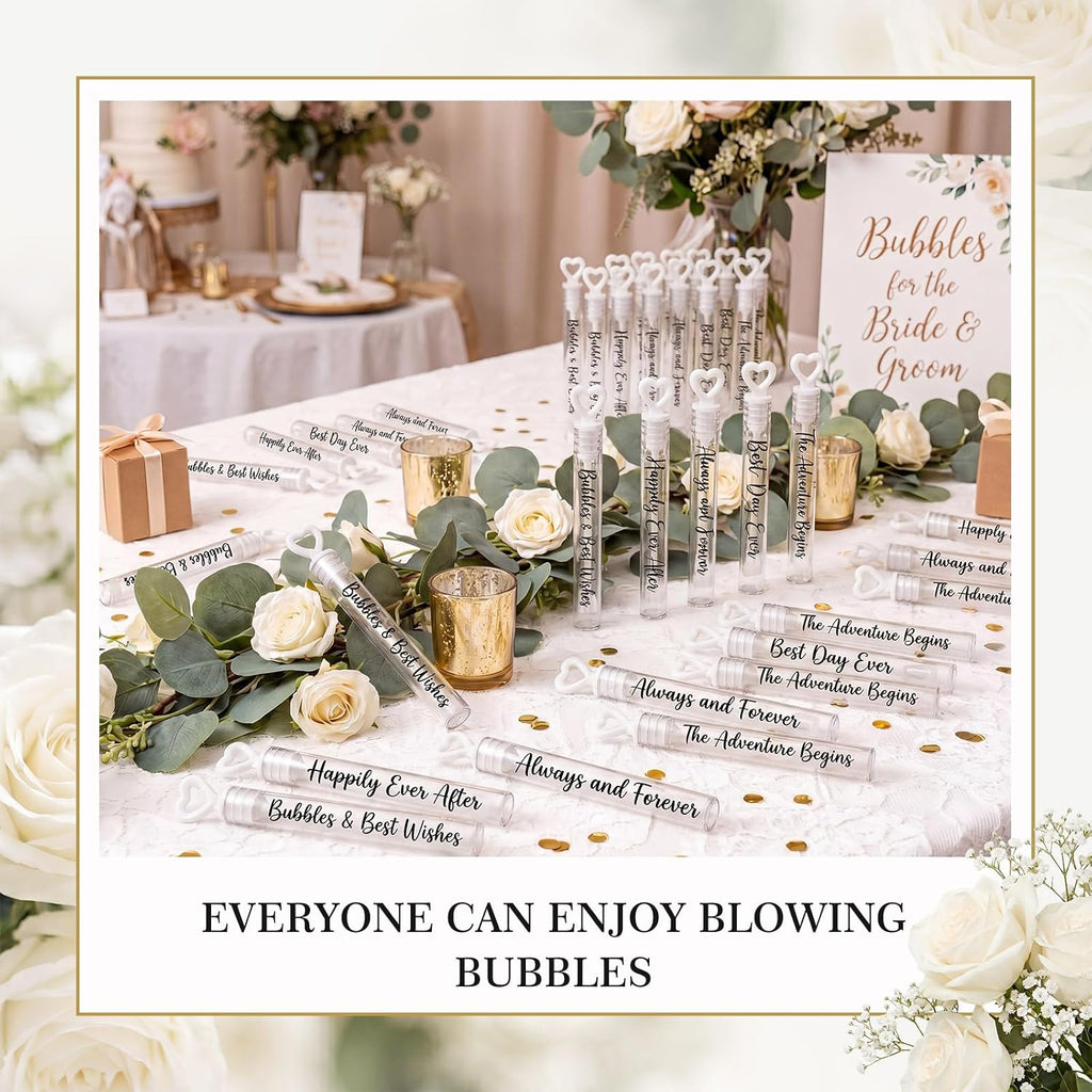 60 Pcs Wedding Mini Bubble Wands Bulk Heart Wedding Bubble Wand for Guests Send Off Bridal Shower Party Supplies for