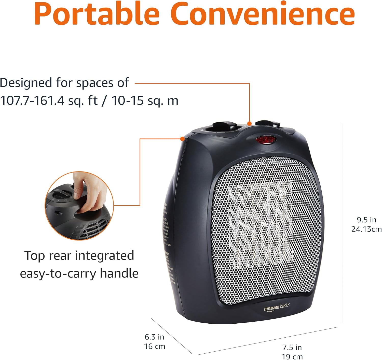 Ceramic Space Heater, Portable Indoor Heating Solution, With Overheat and Tip-Over Protection, Thermostat