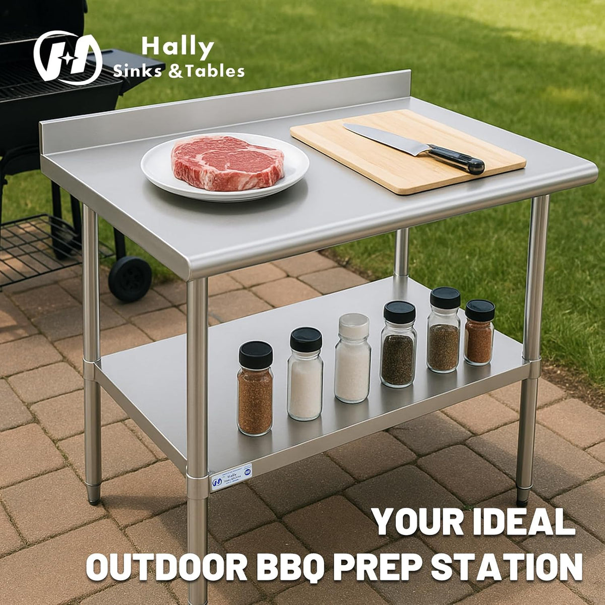 Hally Stainless Steel Table for Prep & Work 30" x 60" with Backsplash NSF
