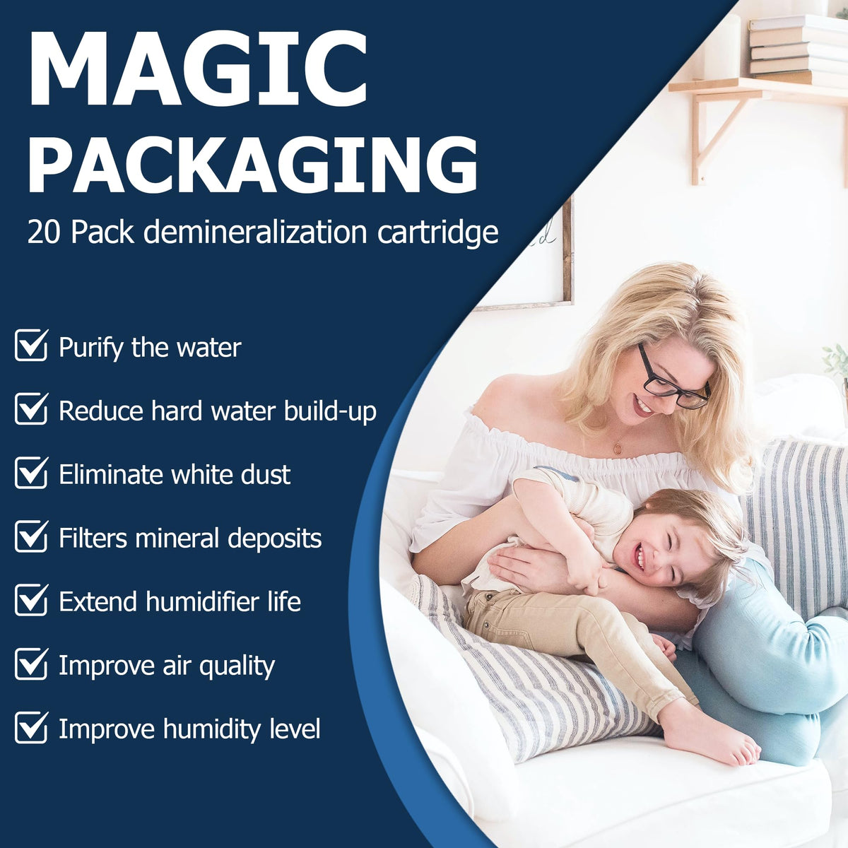 Demineralization Cartridge Replacement for HoMedics Humidifiers, 20 Pack