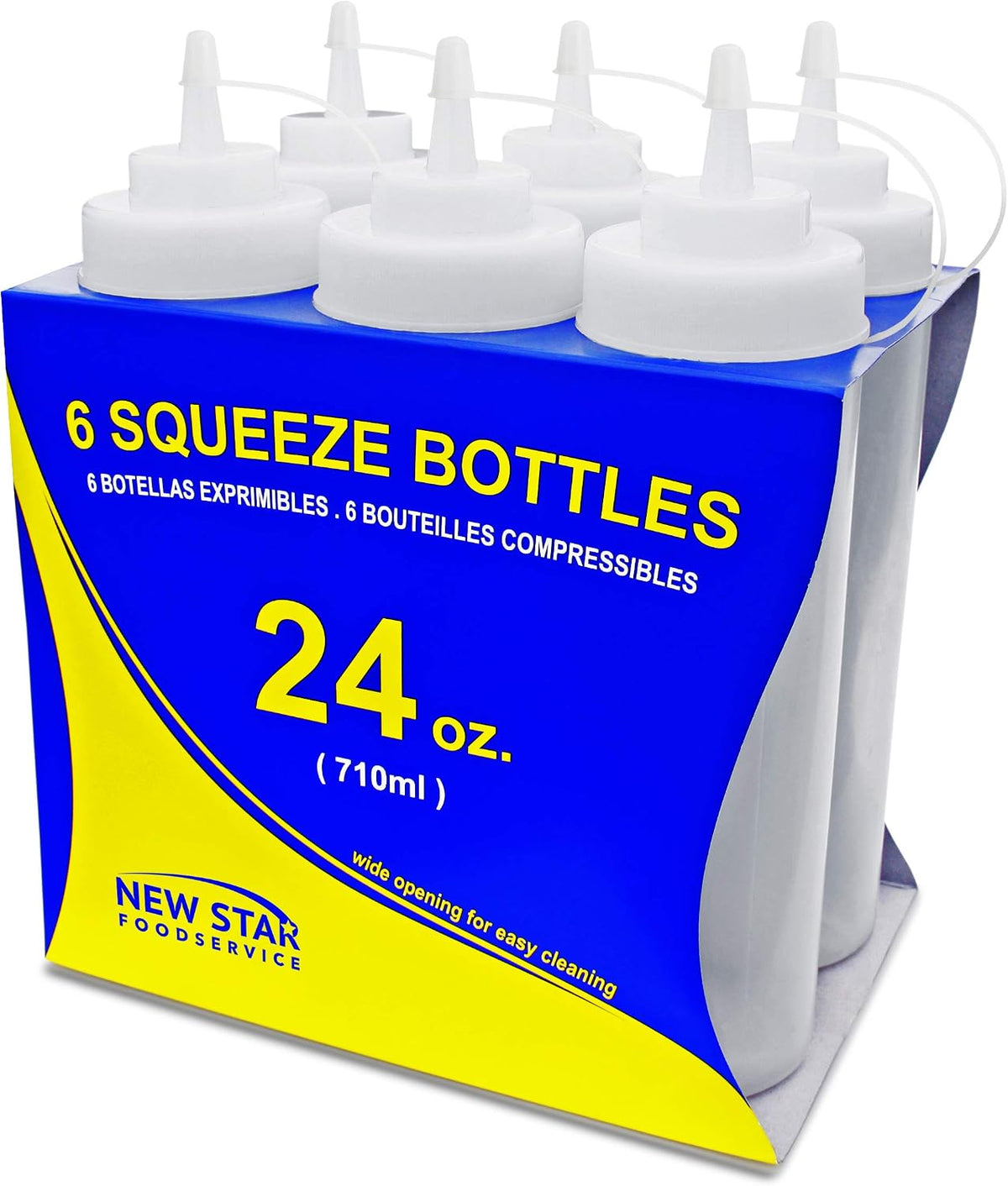 Plastic Squeeze Bottles, 24oz, 6 pk, Clear