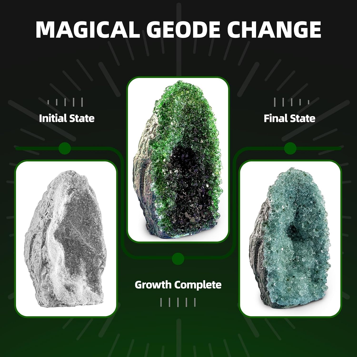 Geodes Crystal Growing Kit for Kids,Science Kit for Kids Ages 6-12 | 24-Hour Fast Crystal Growth, DIY STEM Toys