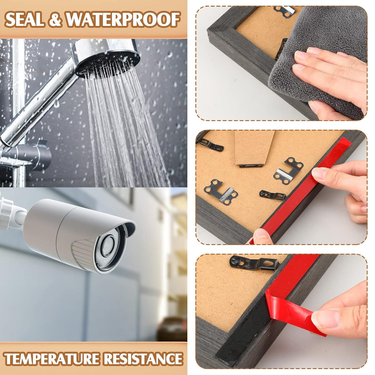 2 Rolls 1/2 Inch by 50 Feet Double Sided Tape Heavy Duty Waterproof Mounting Foam Adhesive Double Stick Black Tape