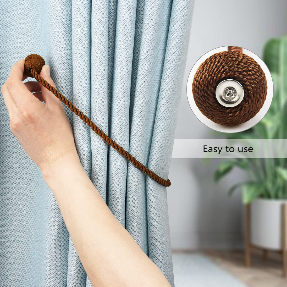 Magnetic Curtain Tiebacks Decorative Rope Curtain Holdbacks Drapes Hangtty
