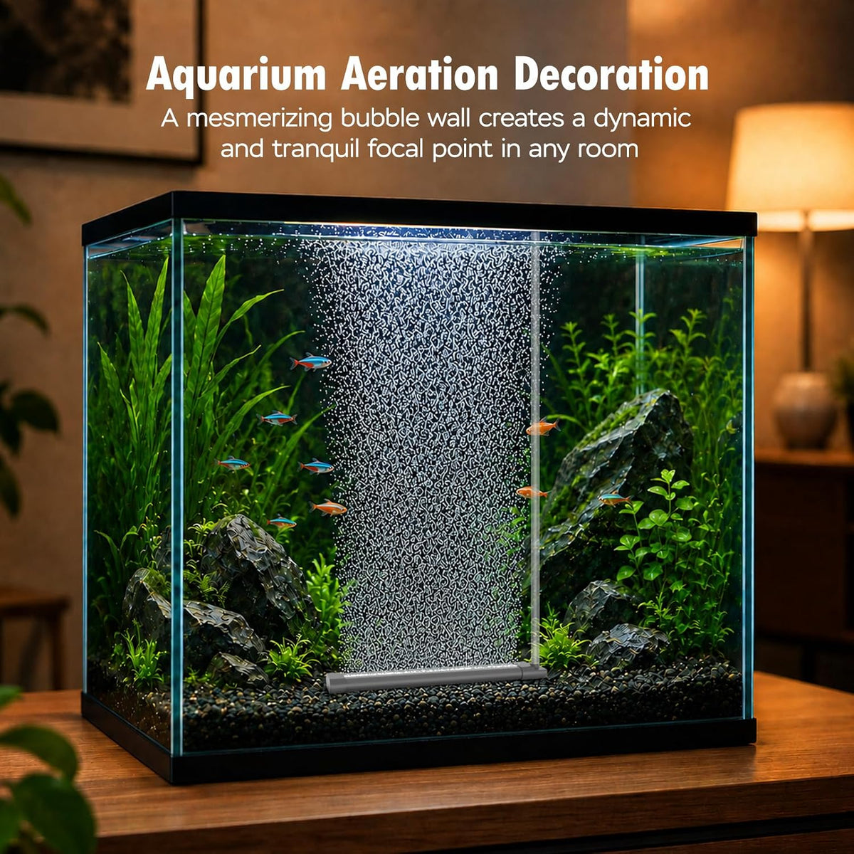 Aquarium Air Bubble Strip, Fine Bubble Wall Air Stone Bar for Fish Tank, High Dissolved Oxygen Diffuser, Aeration