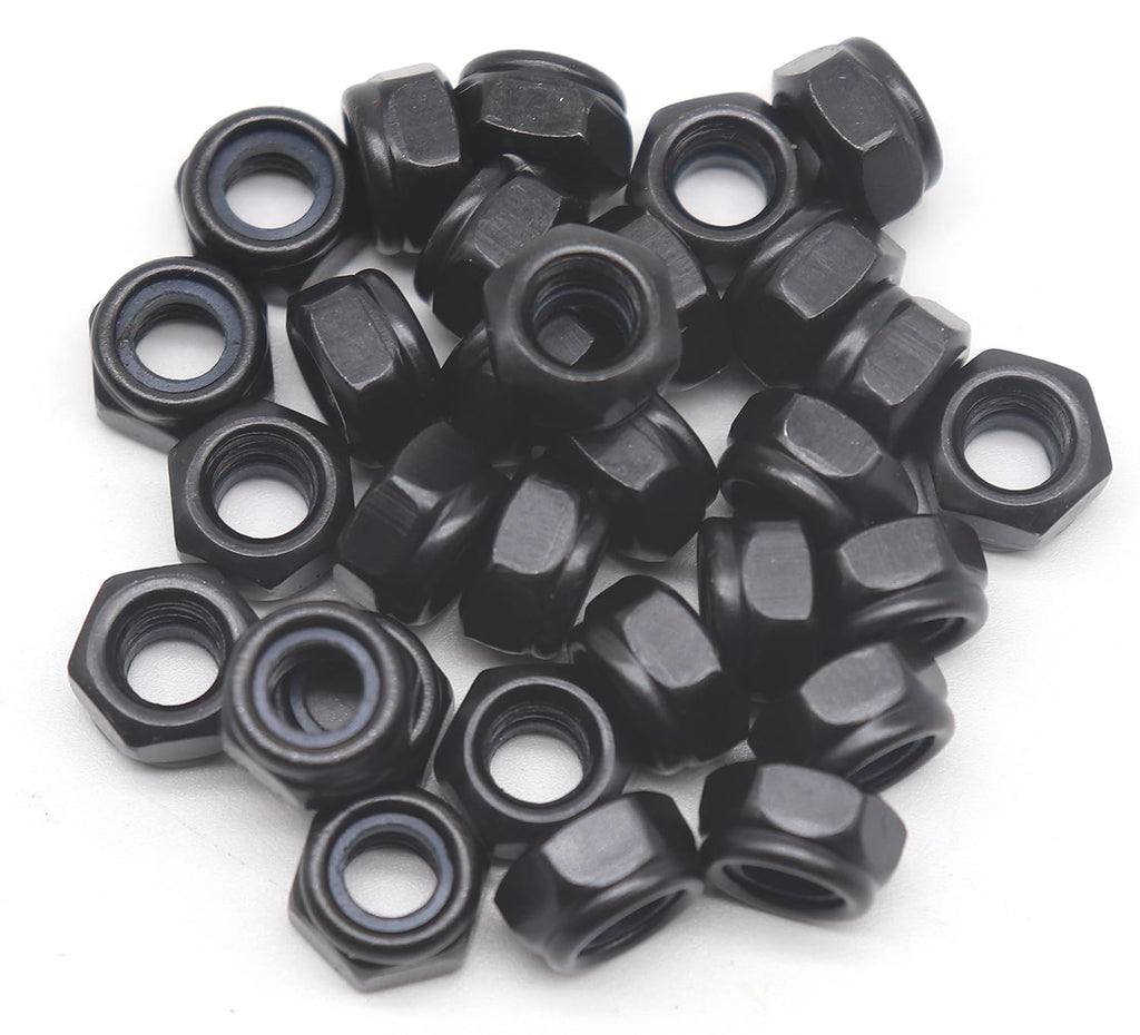 30Pcs M6-1.0mm Black Zinc Plated Nylon Lock Nuts Inserted Hex Self Clinching Nuts