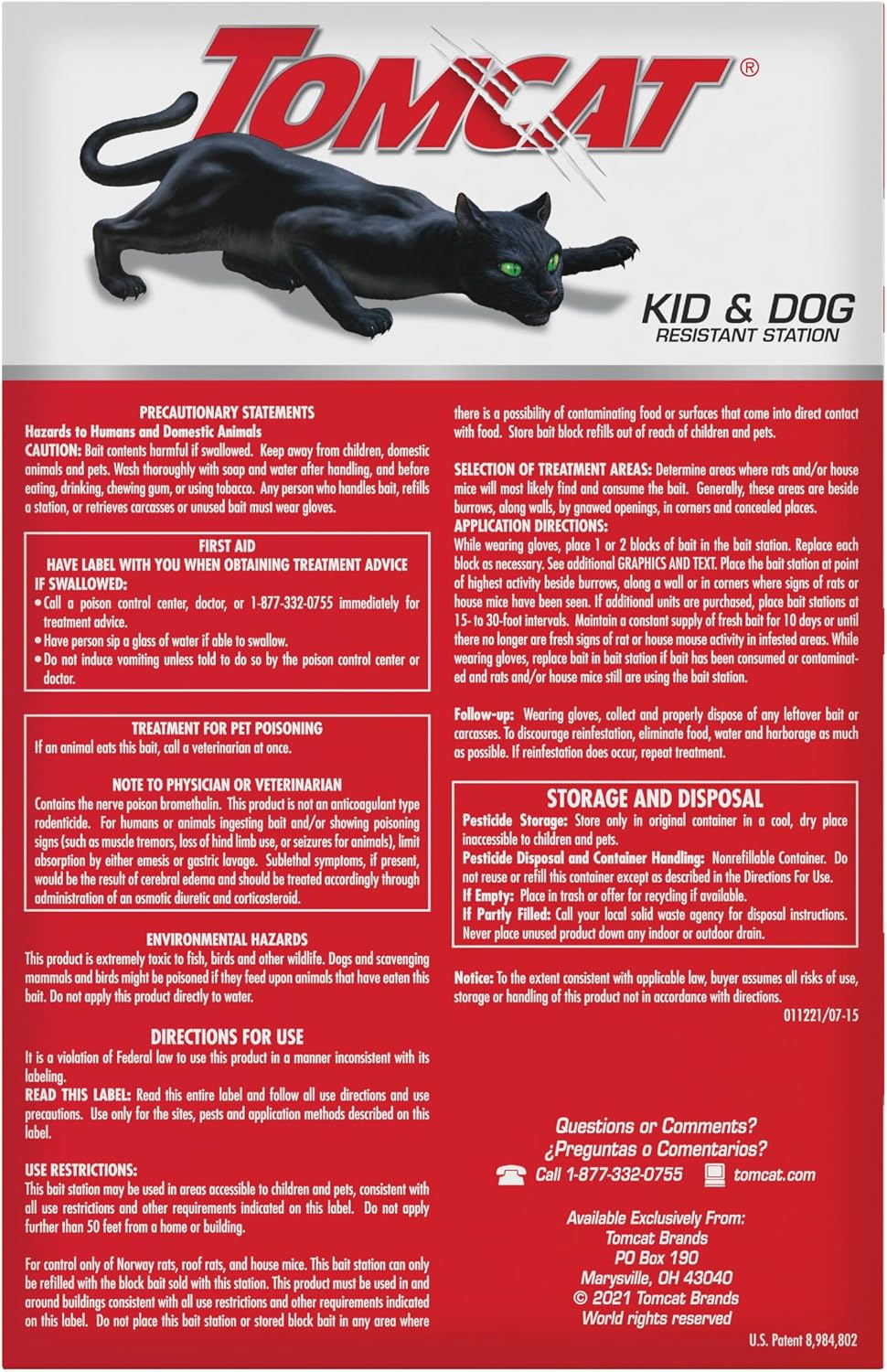 Rat & Mouse Killer, Child & Dog Resistant, Refillable Station | Tamper-Resistant Indoor/Outdoor Bait Station with