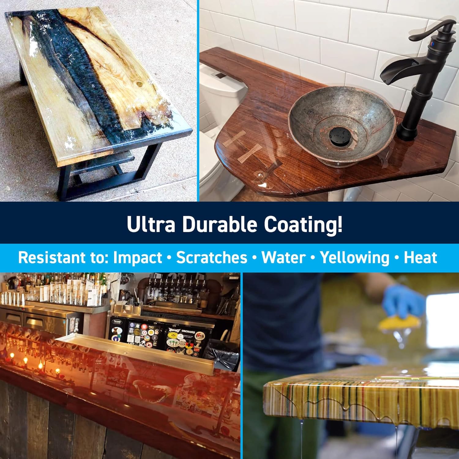Table Top Epoxy Resin - 1 Gallon Kit for Bars and Countertops | Two-Part Epoxy Coating for Bars and Tables