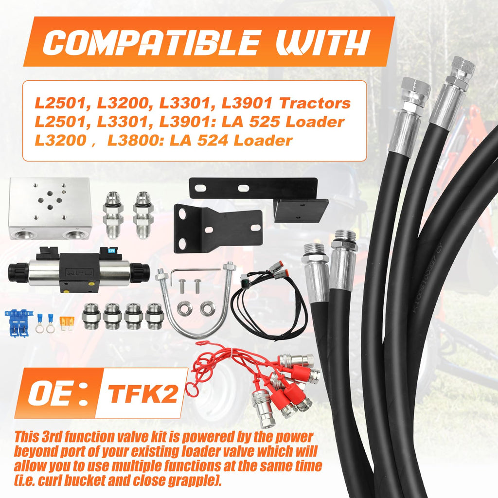 Third Function Valve Kit Fit for Kubota L2501 L3200 L3301 L3901, OE TFK2