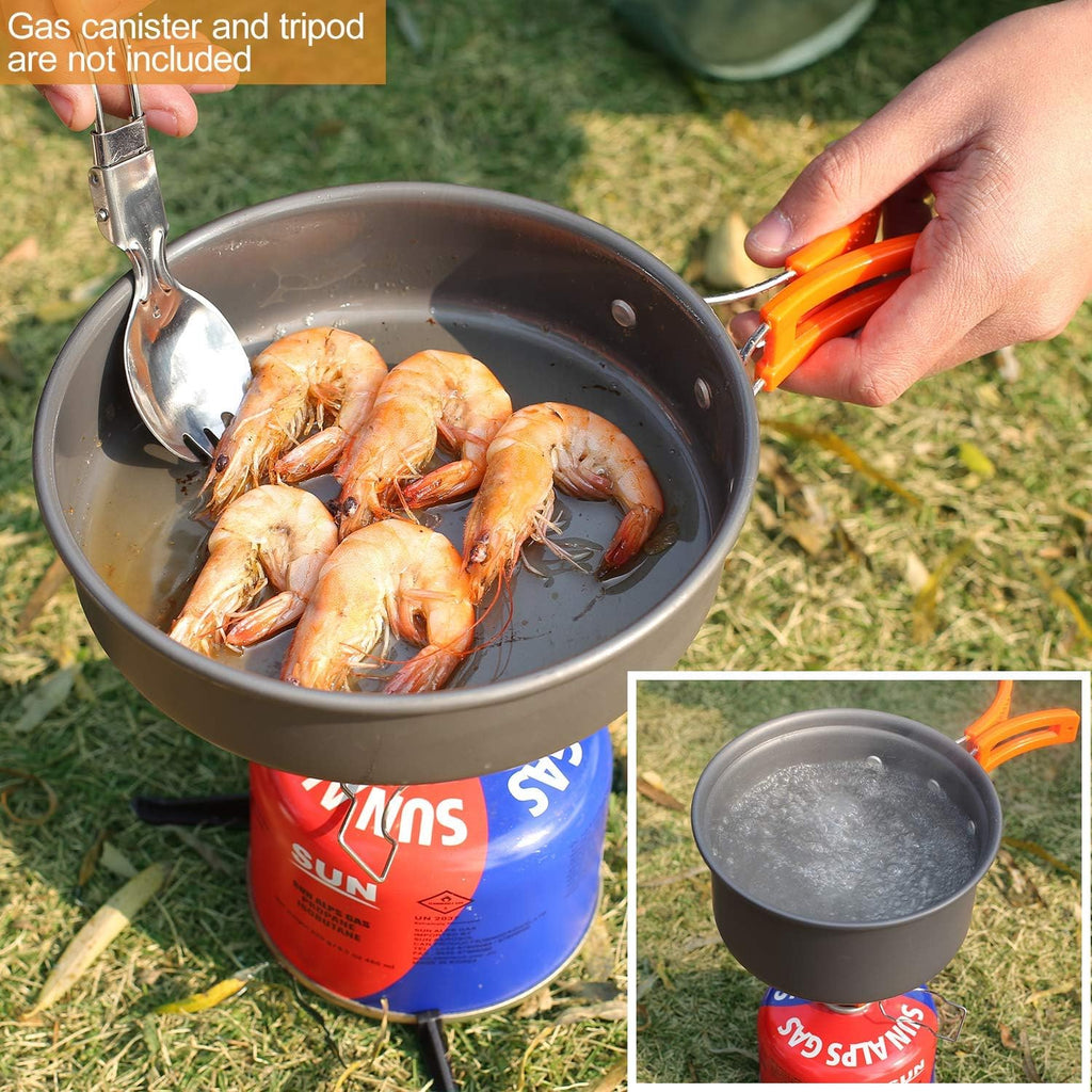 6/10/11/12/14/15/19 PCS Camping Cookware Mess Kit Camping Gear Campfire Utensils Lightweight Stackable Pot Pan Bowls
