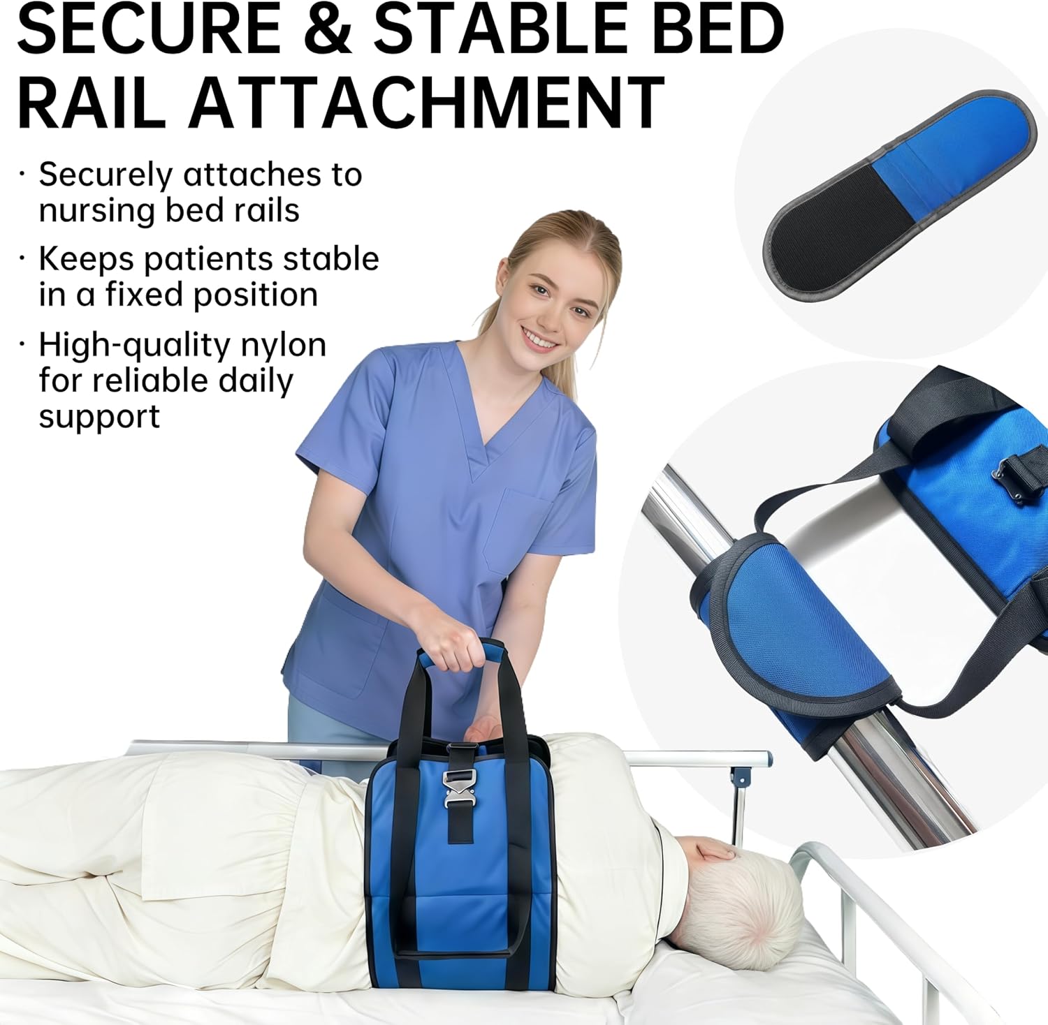 Transfer Sling, Upgraded with Metal Buckle, 6 Reinforced Straps with Hand Grips, Lift & Standing Aid for Caregivers