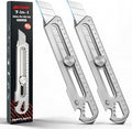 2PC 7-in-1 Stainless Steel Utility Knife, 18mm Snap-Off Box Cutter