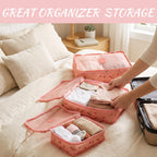 12 Pcs Packing Cubes for Travel,XL, L, M,Cherry,Pink