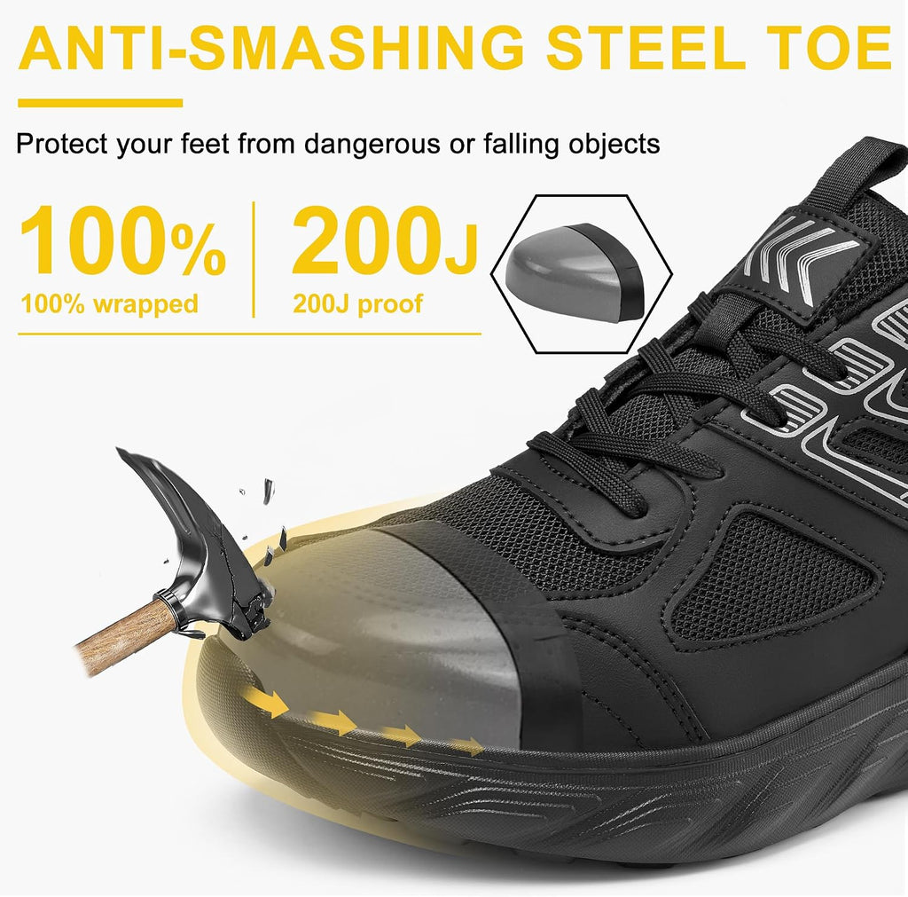 Steel Toe Shoes for Men: Slip Resistant Composite Safety Sneakers 2026 Comfortable Tennis Work Shoes for Construction