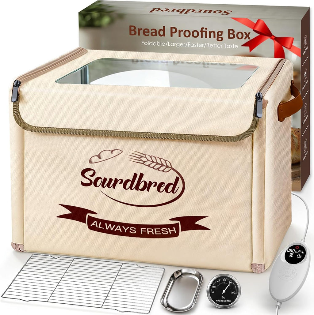 Extra Large Folding Bread Proofing Box, Dough Proofer 66-108°F Temp Control 1-48H Timer, Sourdough Starter Warmer