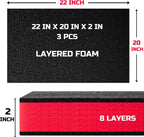 Tool Box Foam 22x20x2 inch 3Pack, Foam Inserts for Cases, Polyethylene Storage Sheets for Toolbox Hard Case, Tool