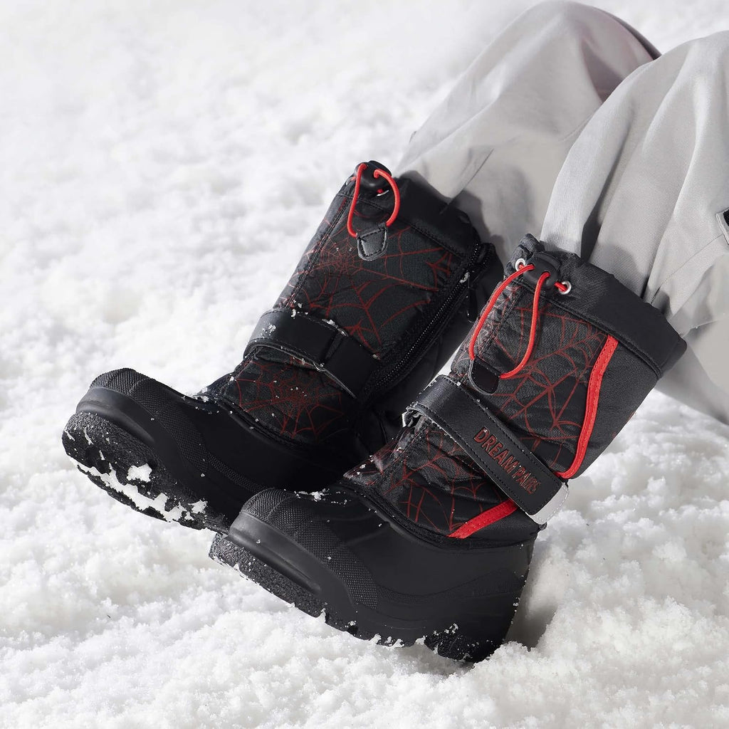 Unisex Snow Waterproof Winter Boots | Warm Faux Fur Lined Outdoor Secure Grip Anti Slip Outsole Easy Wear Windproof