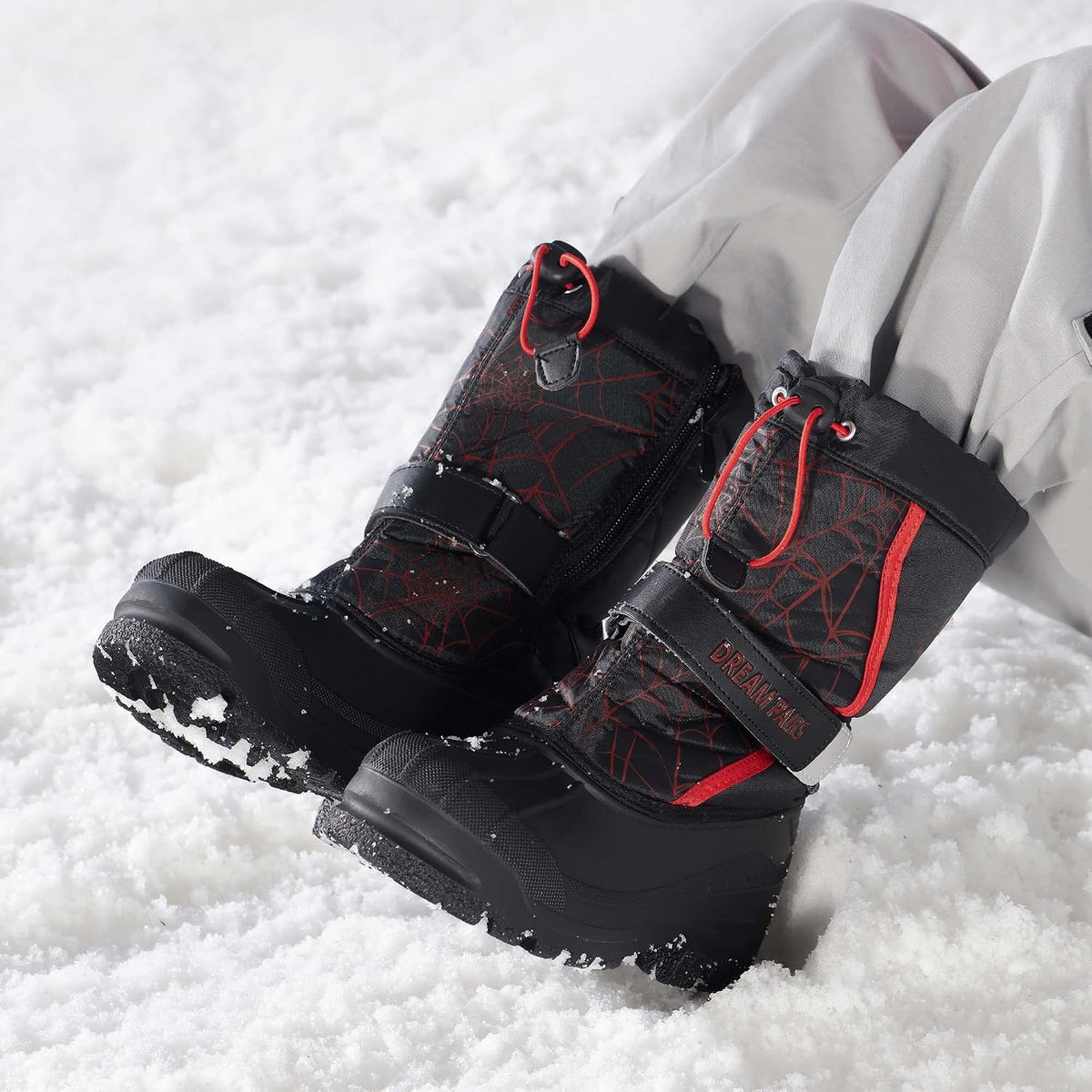 Unisex Snow Waterproof Winter Boots | Warm Faux Fur Lined Outdoor Secure Grip Anti Slip Outsole Easy Wear Windproof