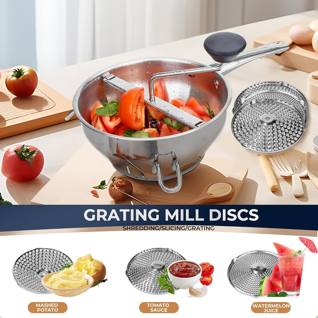 Stainless Steel Food Mills With 3 Milling Discs,Ergonomic design Of Rotary Food Mills For Tomato