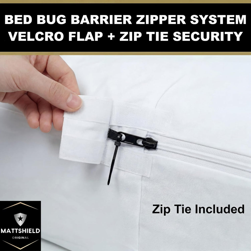 MATTSHIELD Ultimate 3-Piece Kit - Bed Bug-Proof Mattress Cover Full Size 100% Cotton Top + 2 Pillow Protectors with